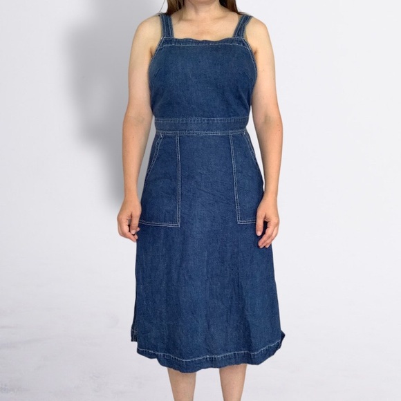 Polo Ralph Lauren Blue Denim Jumper Overalls Pinafore Retro Apron Dress Size 8 - Picture 16 of 16